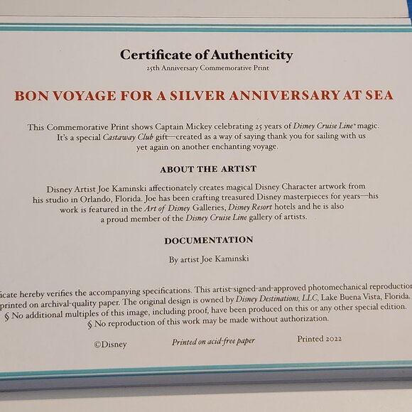Disney's "Bon Voyage For A Silver Anniversary At Sea" Painting by Joe Kaminski - Picture 6 of 6